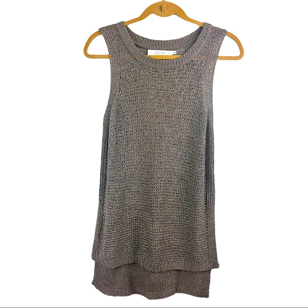 Astr The Label Tan Crochet Knit Tunic Tank XS